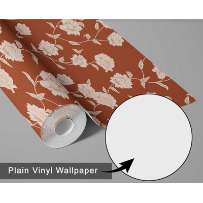 Papel de Parede Autoadesivo, Estampa Bege com Rosas Marrom, Vinil Impermeável, Removível, para Inquilinos, Quarto/Sala/Jantar - S4Sassy 63,5 cm (L) × 304,8 cm (C) / Marrom - Vinil Texturizado