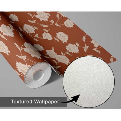 Papel de Parede Autoadesivo, Estampa Bege com Rosas Marrom, Vinil Impermeável, Removível, para Inquilinos, Quarto/Sala/Jantar - S4Sassy 63,5 cm (L) × 304,8 cm (C) / Marrom - Vinil Texturizado