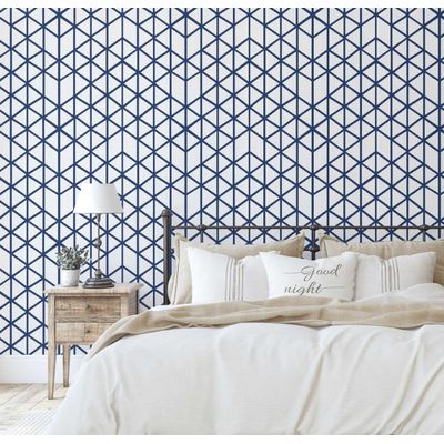 Papel de Parede Autoadesivo Decorativo Estampa Cubo Geométrico, Papel Contact Impermeável Azul, Removível, Ideal para Locatários - S4sassy 63,5 cm (L) × 609,6 cm (C) / Azul - Vinil Liso