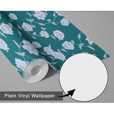 Papel de Parede Autoadesivo, Estampa de Rosas Bege, Vinil Impermeável Verde, Removível, para Inquilinos, Quarto/Sala/Jantar - S4sassy 63,5 cm (L) × 609,6 cm (C) / Verde - Vinil Liso