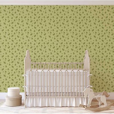 Papel de Parede Autoadesivo, Estampa Folha Pontilhada e Flores, Vinil Impermeável Verde, Removível para Locatário, Quarto e Sala - S4sassy 63,5 cm (L) × 304,8 cm (C) / Verde - Vinil Liso