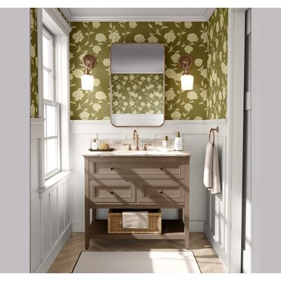 Papel de Parede Autoadesivo Vinílico Impermeável, Trepadeira de Rosas (Bege/Verde), Removível, para Locatários, Quarto/Sala/Jantar - S4sassy 63,5 cm (L) × 304,8 cm (C) / Verde - Vinil Liso