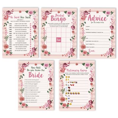 50 Cartões Florais para Jogo, Chá de Noiva, Despedida de Solteira, Quadrados em Branco para Preencher Ideias de Lembrança - Inkdotpot 12,7 Cm × 17,78 Cm / Branco - Conjunto de Jogos