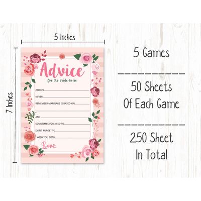 50 Cartões Florais para Jogo, Chá de Noiva, Despedida de Solteira, Quadrados em Branco para Preencher Ideias de Lembrança - Inkdotpot 12,7 Cm × 17,78 Cm / Branco - Conjunto de Jogos