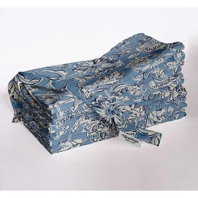 Guardanapos Sky Bloom Musselina Algodão c/12, 51x51 cm, Azul, p/ Jantares Românticos, Primavera, Uso Diário, Lavável à Máquina - Vargottam 50,8 Cm × 50,8 Cm – Pacote Com 12 Peças / Azul