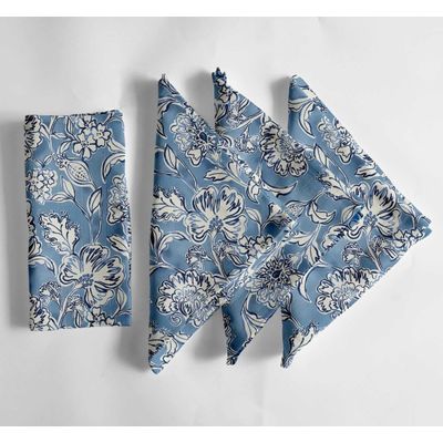 Guardanapos Sky Bloom Musselina Algodão c/12, 51x51 cm, Azul, p/ Jantares Românticos, Primavera, Uso Diário, Lavável à Máquina - Vargottam 50,8 Cm × 50,8 Cm – Pacote Com 12 Peças / Azul