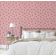 Papel de Parede Autoadesivo Vinílico Impermeável, Estampa de Folhas Pontilhadas e Flores, Rosa, Removível, Para Quarto e Sala - S4sassy 63,5 cm (L) × 914,4 cm (C) / Rosa - Vinil Texturizado