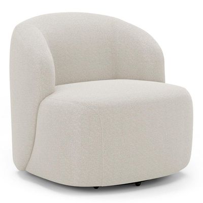 Poltrona Decorativa Orgânica Living Leez Giratória Bouclê Off White - Desk Design