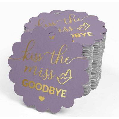 Etiquetas de Papel para Lembrancinha de Chá de Noiva 'Beijo de Adeus à Solteira' Foil Artesanal - Inkdotpot 50 Etiquetas Metalizadas / Roxo - Dourado