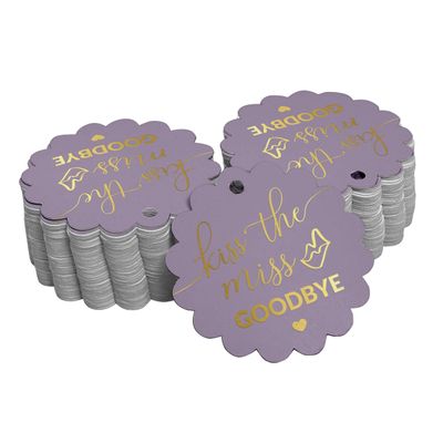 Etiquetas de Papel para Lembrancinha de Chá de Noiva 'Beijo de Adeus à Solteira' Foil Artesanal - Inkdotpot 50 Etiquetas Metalizadas / Roxo - Dourado