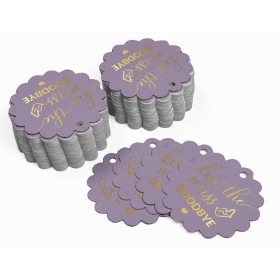 Etiquetas de Papel para Lembrancinha de Chá de Noiva 'Beijo de Adeus à Solteira' Foil Artesanal - Inkdotpot 50 Etiquetas Metalizadas / Roxo - Dourado