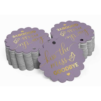 Etiquetas de Papel para Lembrancinha de Chá de Noiva 'Beijo de Adeus à Solteira' Foil Artesanal - Inkdotpot 50 Etiquetas Metalizadas / Roxo - Dourado