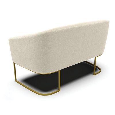 Sofá Namoradeira E Poltrona Base Industrial Dourado Stella Bouclê D03 - D'rossi Cor Bege