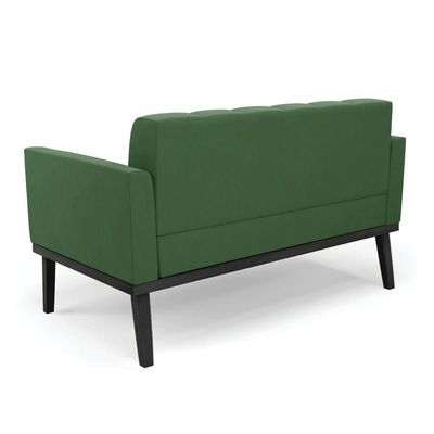Sofá Namoradeira E Poltrona Base De Madeira Preto Elisa Suede D03 - D'rossi Cor Verde