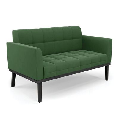 Sofá Namoradeira E Poltrona Base De Madeira Preto Elisa Suede D03 - D'rossi Cor Verde