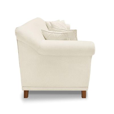 Sofá 2 Lugares Pé De Madeira Julieta 160 Cm Linho S04 - D'rossi Cor Natural