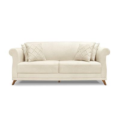 Sofá 2 Lugares Pé De Madeira Julieta 160 Cm Linho S04 - D'rossi Cor Natural