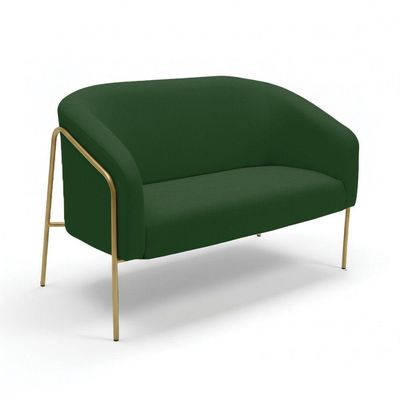 Sofá 2 Lugares Namoradeira Stella Base Industrial Alta Dourada Suede D03 - D'rossi Verde