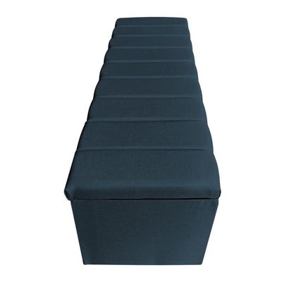 Kit Cabeceira E Calçadeira Recamier Baú King 1,95m Holanda Suede - Pallazio Cor Azul Marinho