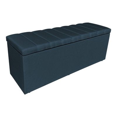 Kit Cabeceira E Calçadeira Recamier Baú King 1,95m Holanda Suede - Pallazio Cor Azul Marinho