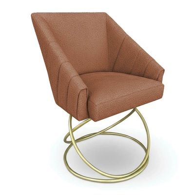 Kit 8 Poltronas Luxo Alana Bouclê Base Luxo Dourado - Pallazio Cor Terracota