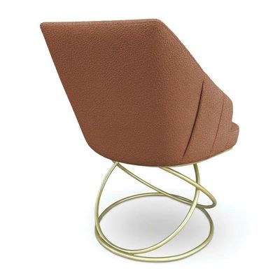 Kit 8 Poltronas Luxo Alana Bouclê Base Luxo Dourado - Pallazio Cor Terracota