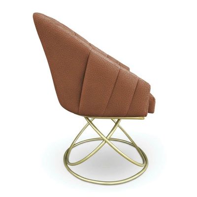 Kit 8 Poltronas Luxo Alana Bouclê Base Luxo Dourado - Pallazio Cor Terracota