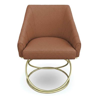 Kit 8 Poltronas Luxo Alana Bouclê Base Luxo Dourado - Pallazio Cor Terracota