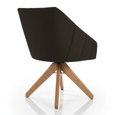 Kit 8 Poltronas Giratórias Alana Suede Base De Madeira - Pallazio Cor Marrom