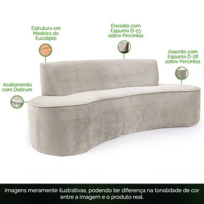 Sofá 03 Lugares 210cm Mônaco Veludo Perfectly Pale - Nexta Casa