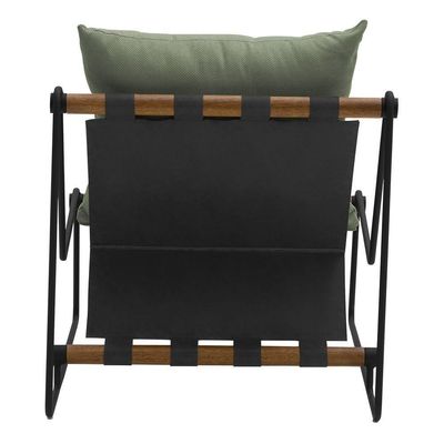 Poltrona Decorativa Turim Base Aço Preto Recouro Black Poliéster Verde - Nexta Casa