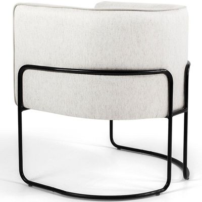Poltrona Para Sala Betina Base Preto Viscolinho Off White - Nexta Casa
