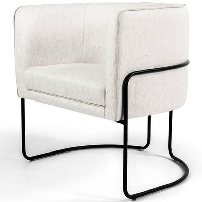 Poltrona Para Sala Betina Base Preto Viscolinho Off White - Nexta Casa