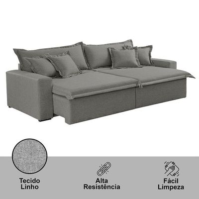 Sofá Montreal Linho 02 Módulos De 90cm B25cm Meu Sofá Online A230 Linho Cinza