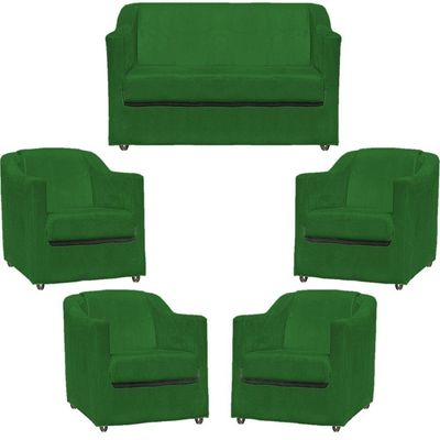 Kit Namoradeira Decorativa + 4 Poltronas Para Sala Manicure Recepção Consultório Mila Suede