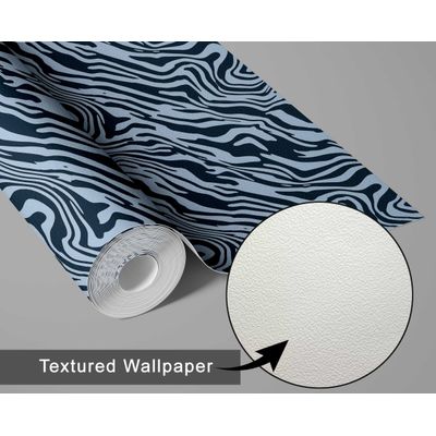 Papel de Parede Removível Estampa Listrada Animal Estilo Selva, Vinil Autoadesivo, Fácil DIY para Quarto e Sala - Azul - S4Sassy 63,5 cm (L) × 914,4 cm (C) / Azul - Vinil Texturizado