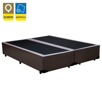 Cama Box Queen Bipartido Sintético Mega Cama Marrom 158x198x42cm