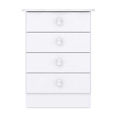 Cômoda Infantil Ursinho Com 4 Gavetas Percasa Branco