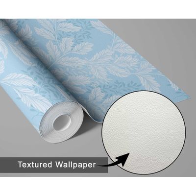 Papel de Parede Autoadesivo Vinil Removível, Motivo Clássico de Folhagem Azul, Faça-Você-Mesmo para Parede de Entrada - S4sassy 63,5 cm (L) × 609,6 cm (C) / Azul - Vinil Texturizado