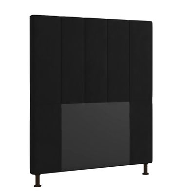 Cabeceira Solteiro Cama Box 90cm para Quarto Malibu Suede Preto M11 - D'Rossi