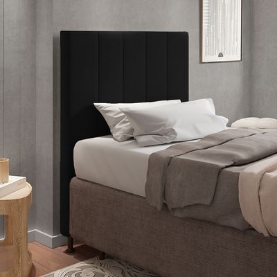 Cabeceira Solteiro Cama Box 90cm para Quarto Malibu Suede Preto M11 - D'Rossi