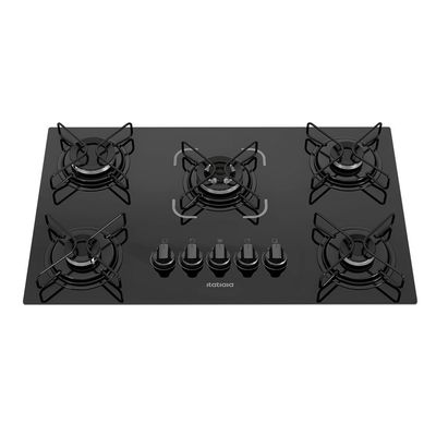 Cooktop Itatiaia Essencial 5 Bocas Com Tripla Chama Mesa de Vidro e Acendimento Superautomático Preto / Bivolt
