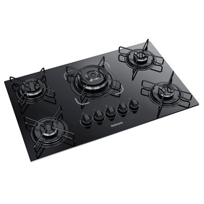 Cooktop Itatiaia Essencial 5 Bocas Com Tripla Chama Mesa de Vidro e Acendimento Superautomático Preto / Bivolt