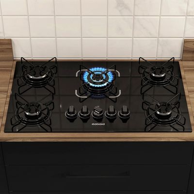 Cooktop Itatiaia Essencial 5 Bocas Com Tripla Chama Mesa de Vidro e Acendimento Superautomático Preto / Bivolt