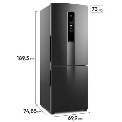 Geladeira Electrolux 490 Litros, Frost Free, Inverse, Black Inox - IB7B Black Inox Look / 220V