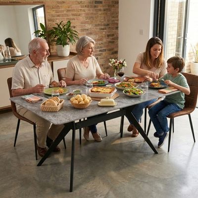 Mesa Pandora Tampo De Granito Para Cozinha Sala Jantar 140cm Caemmun Cinza