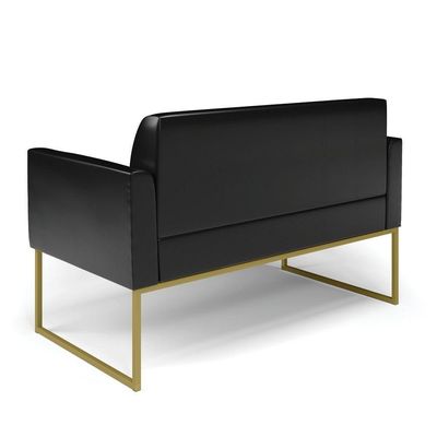 Sofá Namoradeira Com 2 Poltronas Base Industrial Dourado Marisa Corano Preto D03 - D'rossi