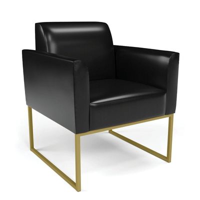 Sofá Namoradeira Com 2 Poltronas Base Industrial Dourado Marisa Corano Preto D03 - D'rossi