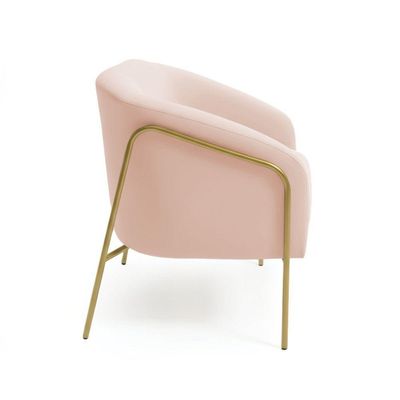 Sofá 2 Lugares Namoradeira Stella Base Industrial Alta Dourada Veludo D03 - D'rossi Cor Rose