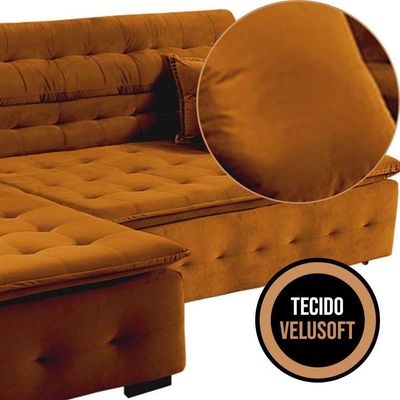 Sofá Retrátil E Reclinável Com Chaise Orlando 2.20x2.10m- Sofisticato-terra